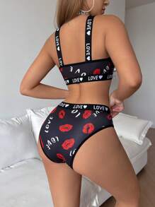 SHEIN Ensemble de lingerie pour femme : Soutien-gorge à bretelles et culotte