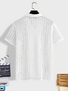 Manfinity Homme Men's Solid Color Short Sleeve Single-Breasted Casual Business Shirt - White - View 2