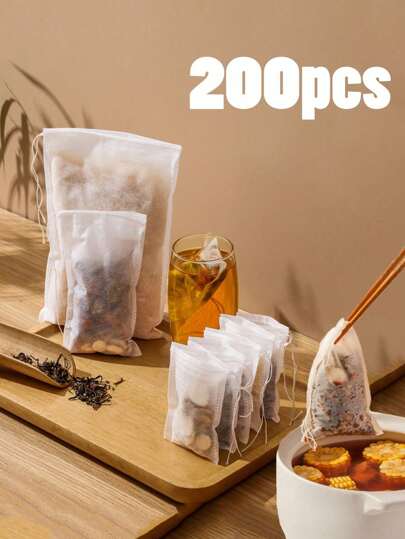 100 个/200 个/400 个抽绳茶包，高渗透性，用途广泛，可用于泡茶、汤、草药装饰、炖汤、储存等
