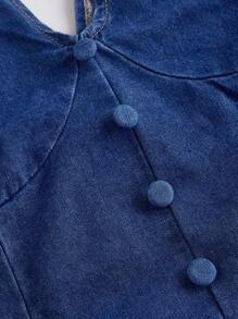 SHEIN MOD Plus Size Sleeveless Fitted Blue Denim Midi Dress,Mother Day Dress Ibiza Outfits  Going Out Dress Open Back Dress Mother's Day Dress Old Money Outfits Tea Party Dress Club Outfits Graduation Outfit Business Casual Women Modest Dresses For Women Brunch Outfits For Women Women Clothing Summer Country Concert Outfit - Dark Wash - View 3