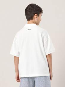 SUMWON Youth Designer Athletic Zip Polo Sports Top Pe Casual Active Wear Quarter Zip Ribbed Tennis Volleyball Training Outdoor Collar Top Spring Summer Street Wear - White - View 2