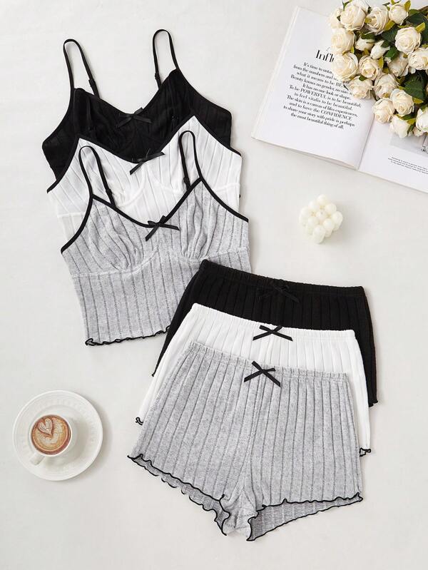 Shein Underwear&Sleepwear Basics 3pcs Solid Color Casual Pajama Set, Fashion For Summer Holiday Season Outfit