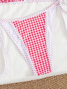 Swim Mod 2pcs Floral Print Women's Vacation Swimwear Set, Crop Top With Neck Tie And Side Tie Bottoms For Summer - Multicolor - View 6