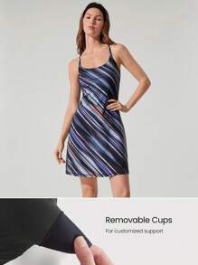 GLOWMODE Vestido FeatherFit™-Air con pantalón corto incorporado, cuello cuadrado ajustable en la espalda, bolsillo, anti-deslizante, ligera sujeción, yoga de bajo impacto, verano, secado rápido, transpirable - Multicolor - Ver 3