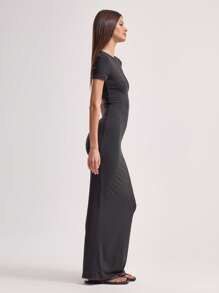 MUSERA Bodycon Maxi Seamless T-Shirt Dress Basic Soft Lounge Summer Dresses For Women Holiday Ibiza Casual Everyday Chic Spring Vacation Elegant - Black - View 2