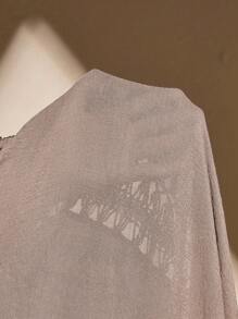 SHEIN Swim Curve Plus Size Women Hand-Knitted Loose Plus Size Pullover For Summer Beach Vacation - Khaki - View 6