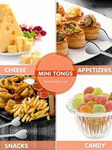 2pcs/4pcs/6pcs/8pcs Cute Heart-Shaped Mini Serving Tong, Heart Shaped Mini Tongs Fine Stainless Steel Tong Sugar Cube Tong, Perfect For Appetizers And Fruits, For Coffee Bar Tea Party Occasions