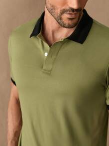 Manfinity VCAY 2pcs/Set Men's Casual Knitted Short Sleeve Polo Shirt And Drawstring Waist Straight Leg Shorts Polo Suit - Multicolor - View 3