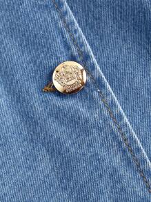 SHEIN MOD Rochie mini fără mâneci din denim de dimensiuni plus, albastru lejer - Spălare ușoară - Vizualizare 3