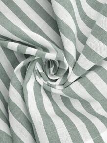 SHEIN LUNE Áo crop top không tay kẻ sọc giản dị cho nữ, áo xẻ sau lưng - màu xanh lá - Xem 7