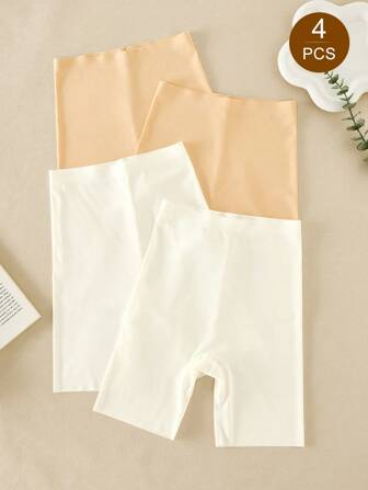 Snug Zone 4pcs Casual Style Seamless High Waist Plain Color Women Briefs