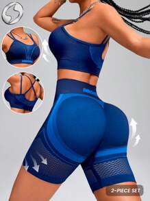 Innovista Conjunto de entrenamiento sin costuras, ropa deportiva de alto soporte, secado rápido, ropa informal diaria de yoga, pilates, entrenamiento HIIT, de oficina al gimnasio, mallas, ropa deportiva de verano, estructura abotonada, sujetador, camiseta, top corto, pantalones con protección UV, cómoda, funcional, con malla, transpirable, control de abdomen, compresión, que estiliza la figura, para cardio, carrera, ejercicio al aire libre, saludable, en redes sociales, lista para usar, de dos piezas, equipo de rendimiento atlético, influencer de moda, versátil, uso diario, durable, de vuelta al colegio, colección de fitness de Eid, destacada, alternativa de calidad a '