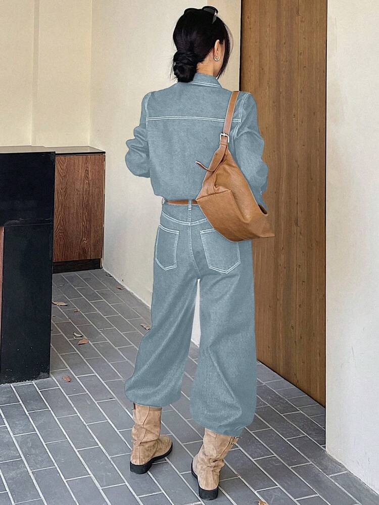 Women Denim Two Pieces Outfits,Fall Women Clothes