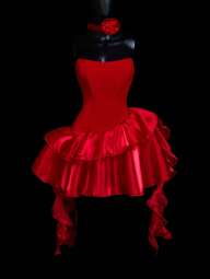 SHEIN ICON 레드 크레이피 비대칭 헴 미니 드레스