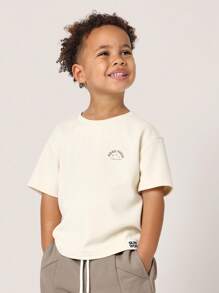 SUMWON Bộ đồ thể thao hai mảnh phối màu Waffle Knit Good Vibes mùa hè dành cho bé trai - Màu nâu  Mocha - Xem 3