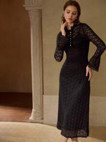 MOTF PREMIUM LACE FAUX PEARL DRESS - Black - View 6