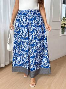 SHEIN Privé Quần ống rộng rộng rãi cho nữ cỡ lớn, thích hợp cho kỳ nghỉ và đi biển - Nhiều màu - Xem 6
