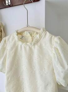 SHEIN Vintaside Kids 女童纯色短袖优雅衬衫和简约裙子两件套服装，春夏韩版风格 - 杏色 - View 6