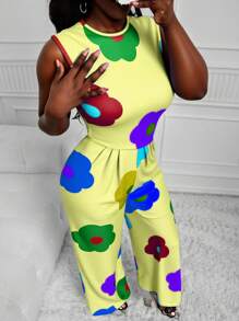 INAWLY Plus Size Sleeveless Jumpsuit, Fashionable For Summer