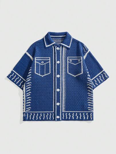 Street Life Suéter de punto de manga corta para hombre, minimalista y de moda, apropiado para el verano