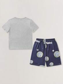 Tween Boys' Letter Print Short Sleeve Top And Shorts Pajama Set