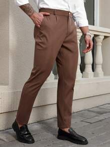 Manfinity Mode Plus Size Men's Solid Color Casual Business Suit Pants