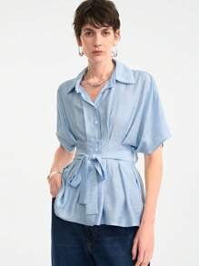 Aalyst Camicetta aderente blu nuova collezione primavera/estate 2025 per donna