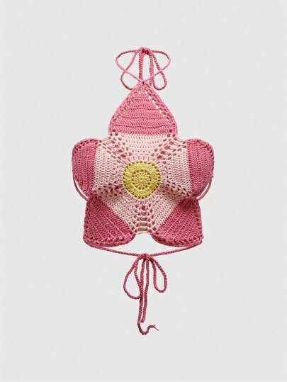 Fairycore Vacation Abstract Ombre Pink Knit Sweater