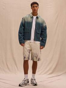 Musero Longline Light Acid Wash Denim Skater Shorts Spring Summer Streetstyle Easter Vacation - White - View 1