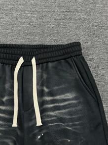 PAVTROS Manfinity Streetrush Men's Sweatpants, Denim Effect Distressed Tie-Dye Style, American Streetwear Vibe, Straight Loose Fit Casual Joggers, Sporty Versatile Y2k Men Pants Y2k Pants Men Work Pants Men Rave Pants Black Cargo Pants - Black - View 5