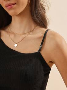 WESTFADE 对比色肩带罗纹针织不对称修身西部风实用吊带背心春假夏季海滩度假 - 黑色 - 查看 2