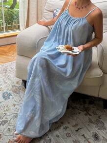 DAZY 度假风格叶子印花全覆盖吊带背心 A 字型女式睡袍睡衣，Moo Moo