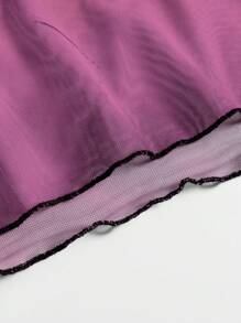 INAWLY Plus Size Women Tie-Dye Print V-Neck Halter Fashion Top - Purple - View 7