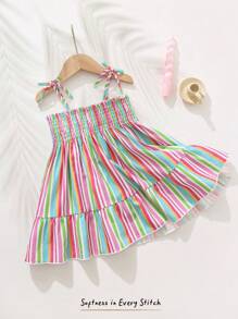 Cozy Pixies Baby Girl Colorful Striped Camisole Waist Dress - Pink - View 1