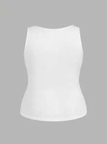 Slaydiva 3 Set Plus Size Women Minimalist Solid V-Neck Camisole Tops, Multi-Pack Back To School, Spring Break - Multicolor - View 6