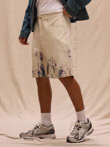 Musero Longline Light Acid Wash Denim Skater Shorts Spring Summer Streetstyle Easter Vacation - White - View 3