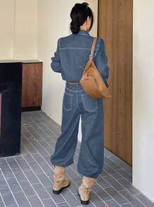 DAZY Women Denim Two Pieces Outfits,Fall Women Clothes - Medium Wash - View 2