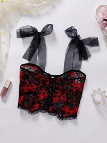 SHEIN 1件女士性感蝴蝶蕾丝无钢圈文胸 - 彩色 - 查看 6