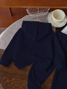 Young Boy Colorful Crayon Dinosaur Cute Hooded Sweatshirt - Royal Blue - View 2