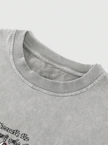 ROMWE MEN Grunge Punk 男士时尚酸洗无袖衬衫，适合夏季穿着，2000年代风格 - 灰色 - 查看 3