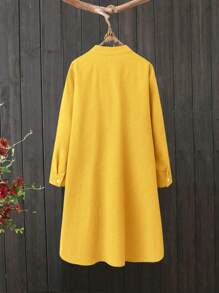 Linhara Plus Size Women Embroidered Long Cardigan Shirt, Spring Autumn New Style Fall Cloth For Women - Yellow - View 2