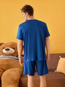 Notgurli Comfortable Soft Basic Quality Men's Loungewear Set - Royal Blue - View 2