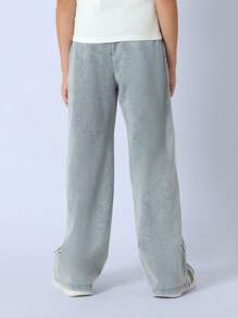 SUMWON Pull-On Track Pants Athletic Joggers With Side Stripe Tape Cozy Fleece Loungewear Athleisure Winter Comfort Workout Training Youth Pants