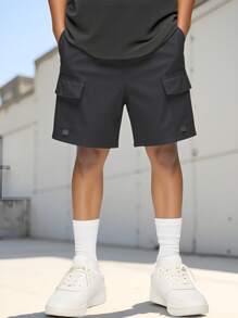 SHEIN Teen Boy Casual Street Fashion Cargo Shorts, Stylish Spring Summer , Holiday, Summer, Travel - Dark Grey - View 1