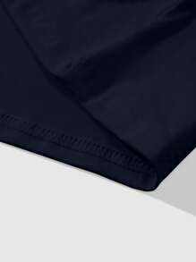 Manfinity Homme Men's Letter Print Round Neck Short Sleeve T-Shirt, Suitable For Summer Men's Tee Shirts - Navy Blue - View 3