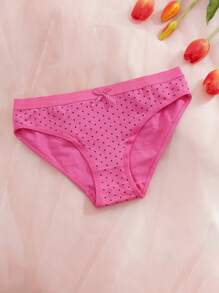 SHEIN Conjunto de 6 panties de mujer con estampado de lunares y decoración de moño