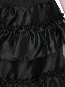 ROMWE Plus Size Vintage Romantic Gothic 3-Layer Organza A-Line Skirt - Black - View 7