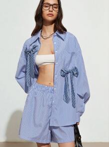 Aveloria GENKIRA Women Two Pieces Outfits For Daily Wear Fall Cloth For Women - Blue and White - View 6