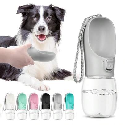 便携式宠物水瓶带可折叠碗 - 户外防漏狗猫旅行喂食器