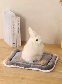 1 pieza Colchoneta de mascota de franela con diseño de dibujos animados, alfombrilla de dormir/pies gruesa, suave y cálida para las 4 estaciones, diseño reversible, acogedora y cómoda